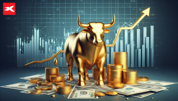 oro con grafico che mostra mercato rialzista